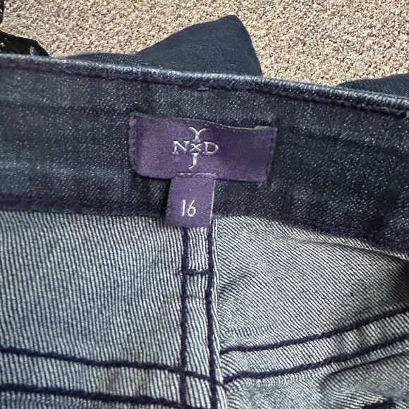 NYDJ Lift Tuck Blue Dark Wash High Rise Ankle Length Slim Leg Jeans Size 16 - Picture 6 of 16